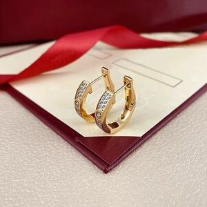 Elegant Gold Hoop Earrings with Crystals